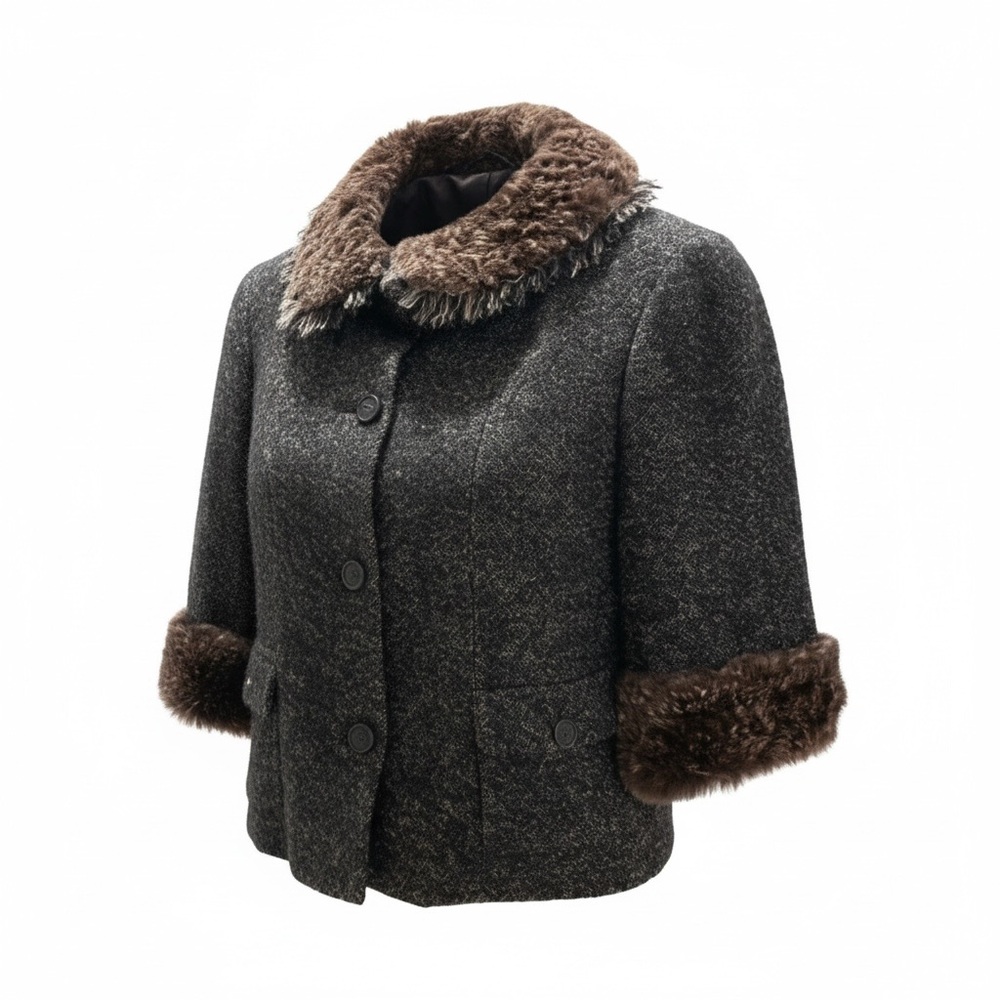 Rare Chanel Tweed With Rabbit Jacket Size 42 - Picture 3 of 16